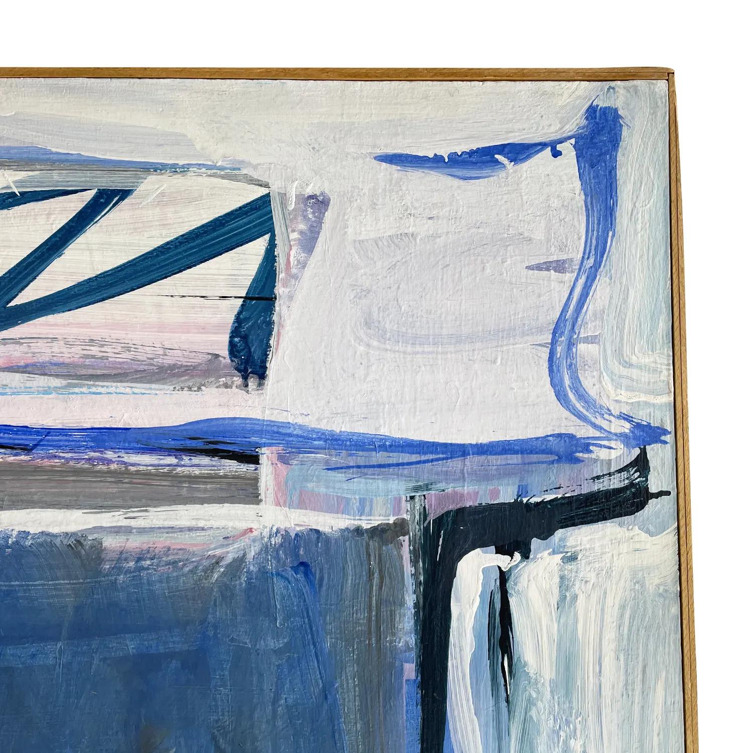 20th Century Dark-Blue, Pink French Modern Abstract Painting by Daniel Clesse 2