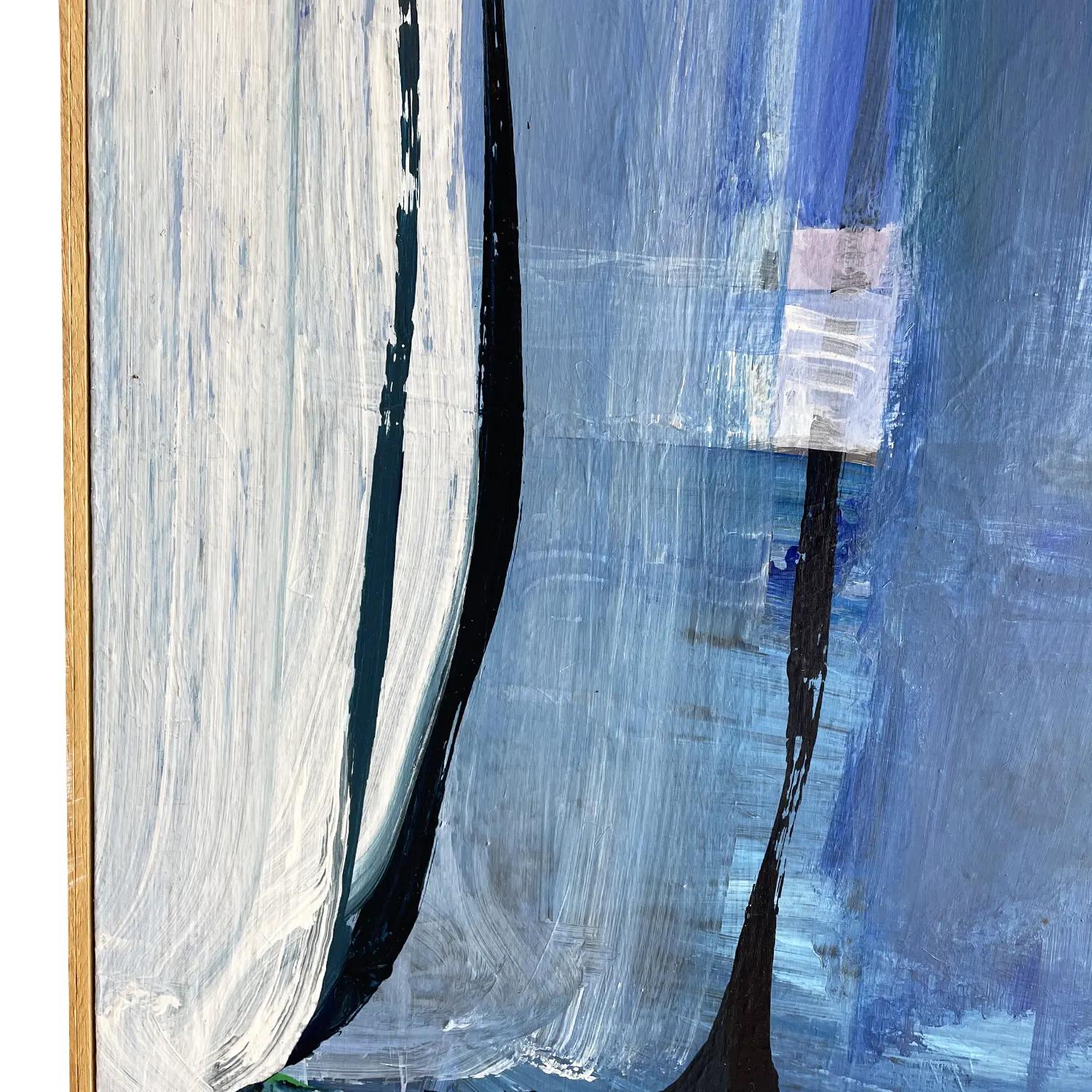 20th Century Dark-Blue, Pink French Modern Abstract Painting by Daniel Clesse 3