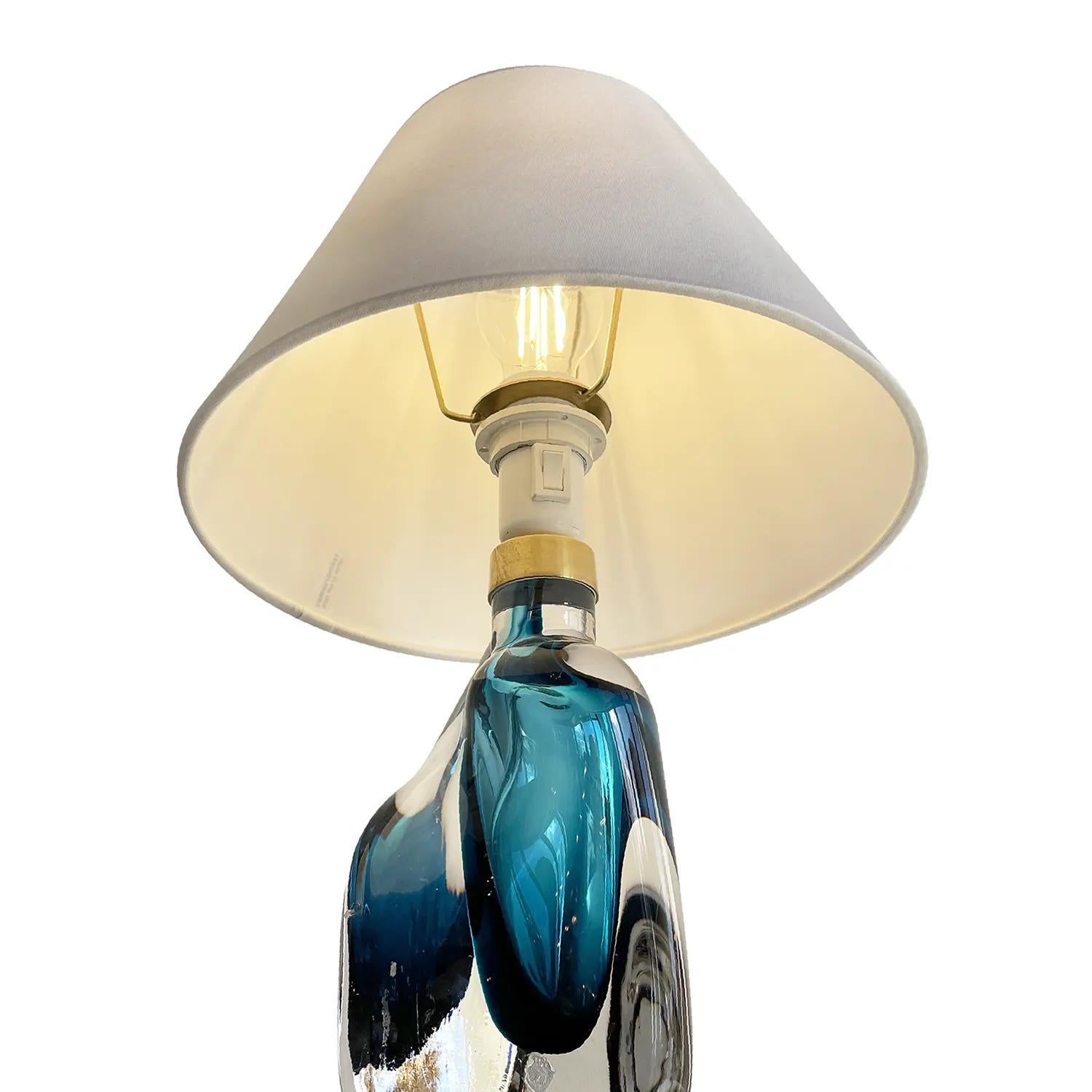 20th Century Dark-Blue Swedish Sculptural Table Lamp, Desk Light by Orrefors 1