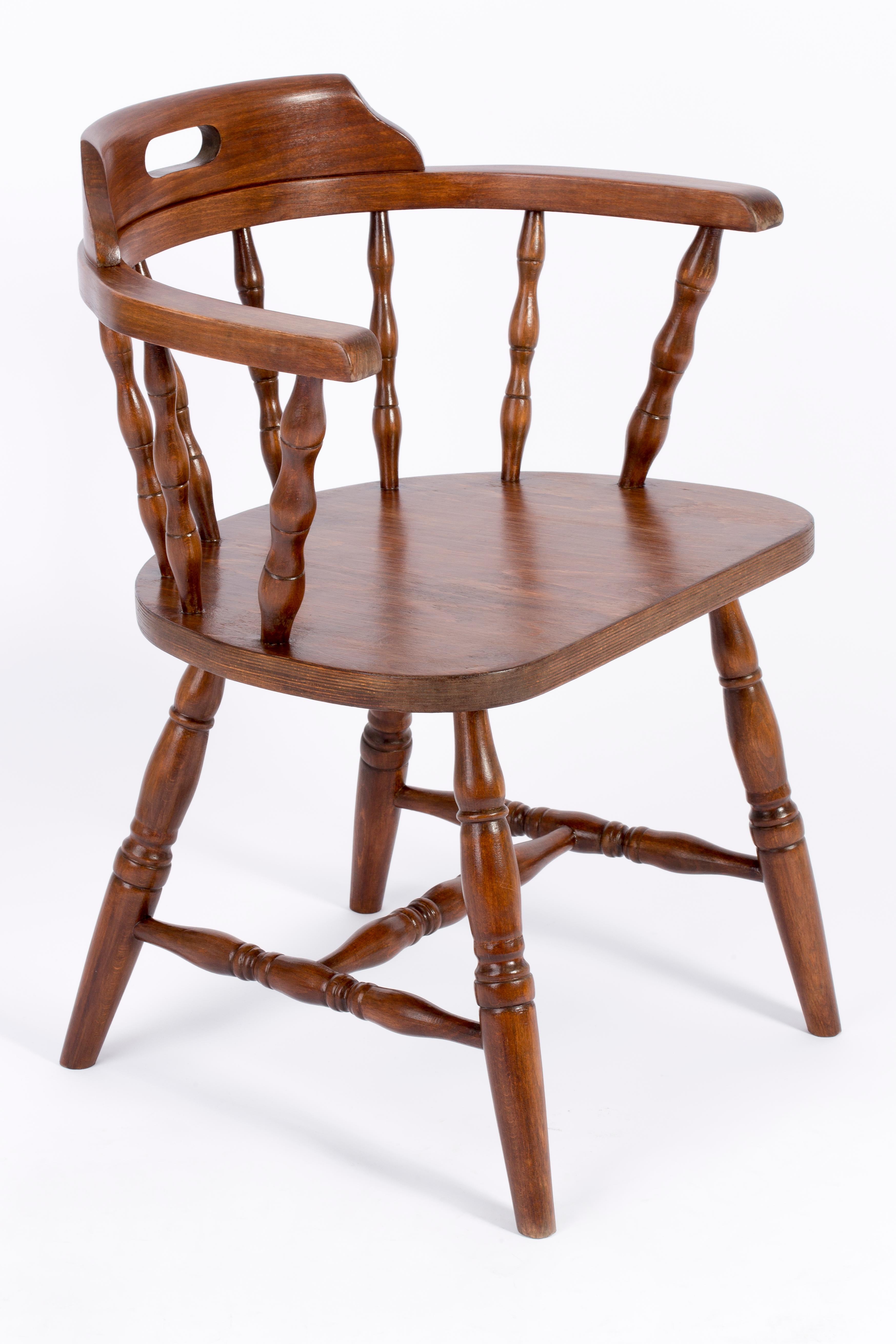 Polish 20th Century Dark Brown Beechwood Chair, 1960s For Sale