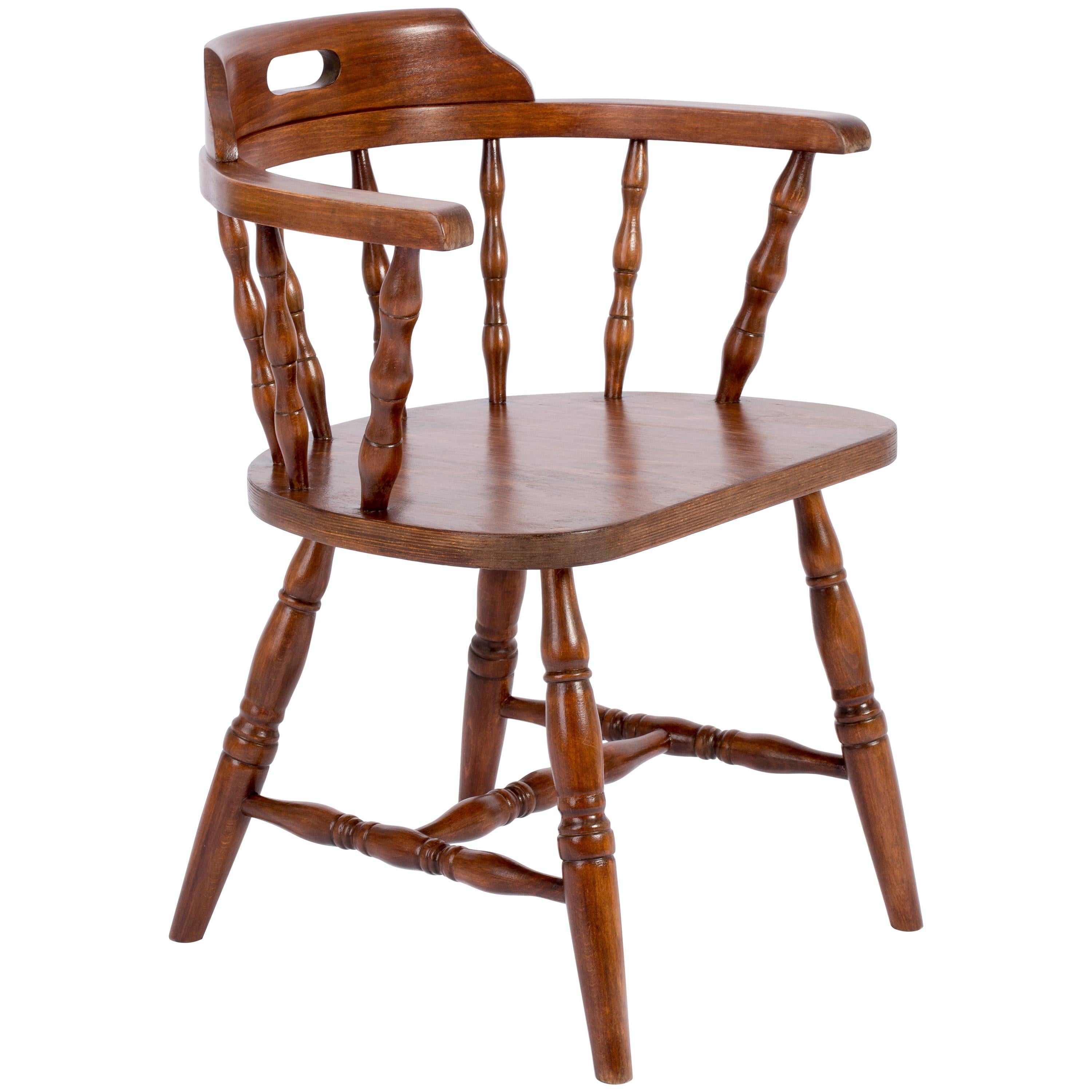 Silla de madera de haya marrón oscuro del siglo XX, años 60