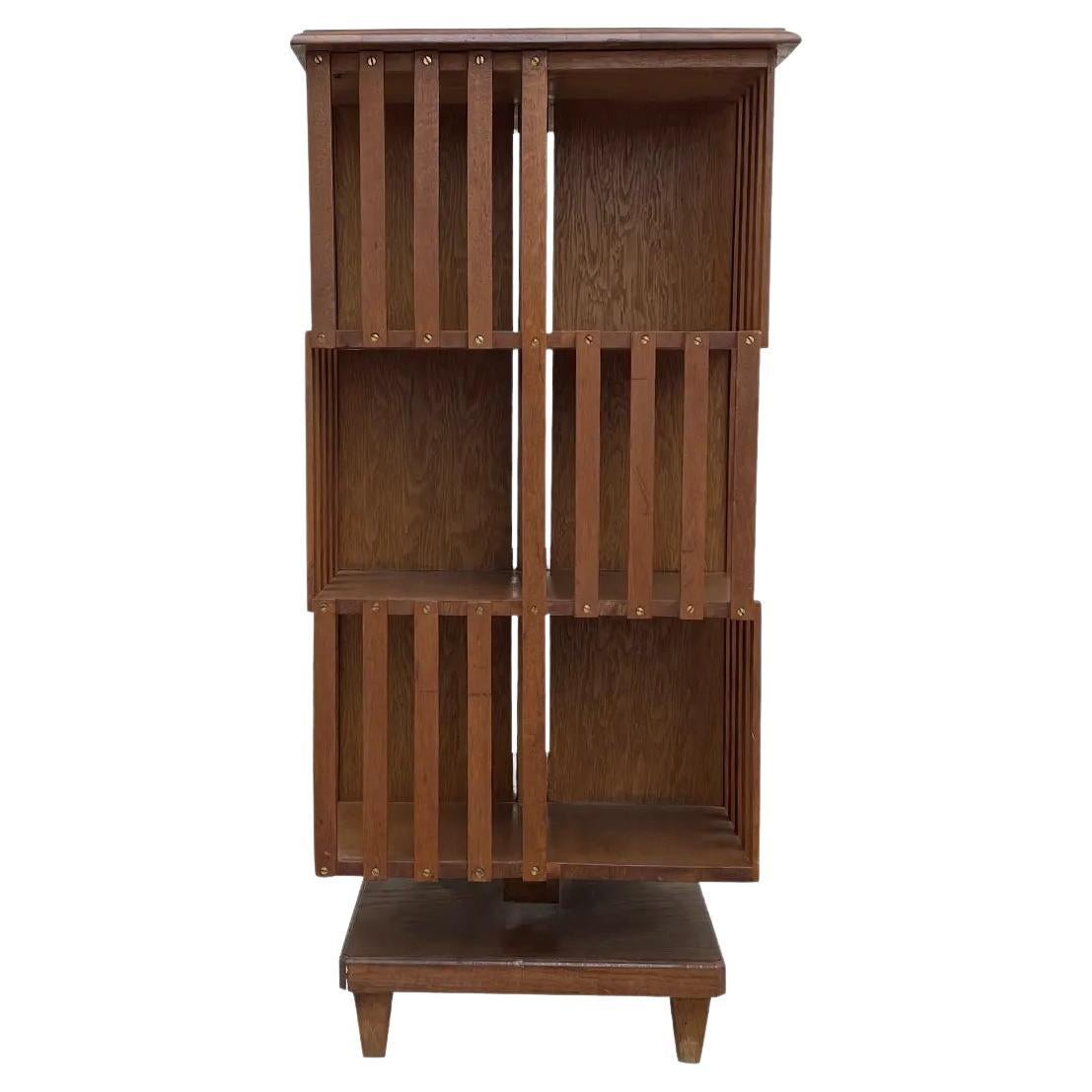 20th Century DarkBrown Danish Beechwood Bookcase, Scandinavian Corner Cupboard at 1stDibs