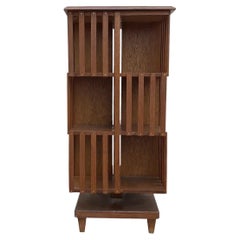 20th Century Dark-Brown Danish Beechwood Bookcase, Scandinavian Corner Cupboard