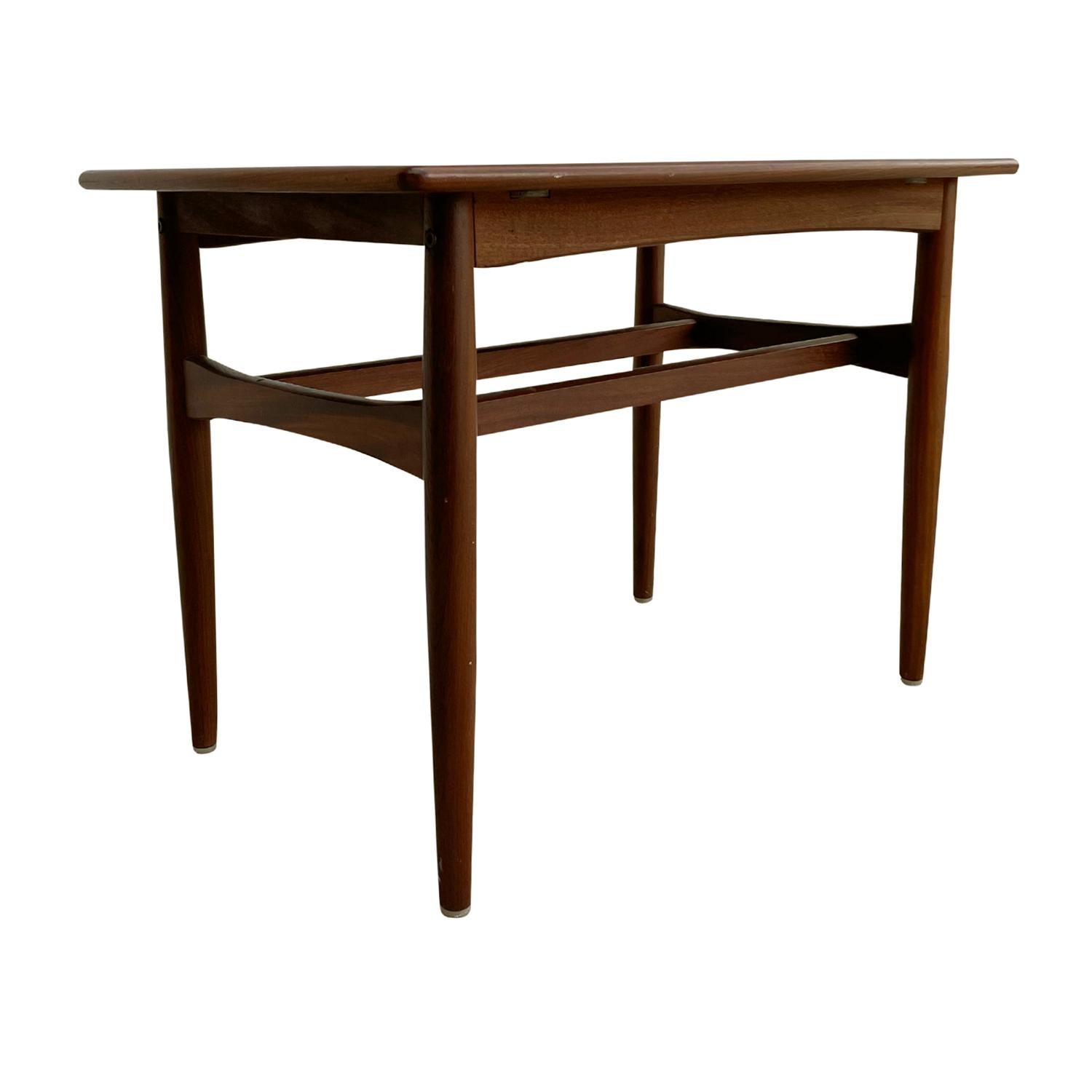 Hand-Carved 20th Century Danish Vintage Sofa Table - Scandinavian Teakwood Side Table For Sale