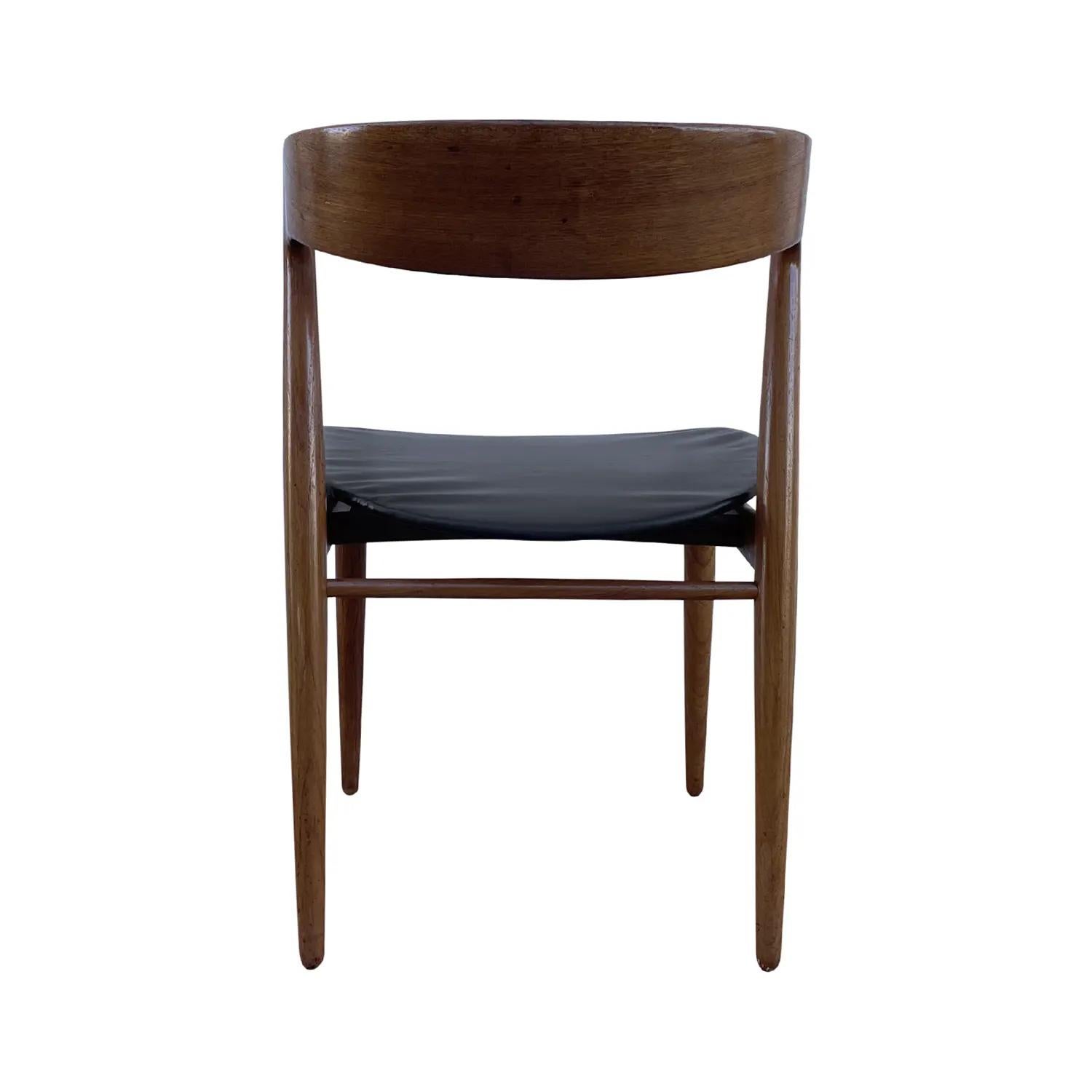 20th Century Danish Vintage Teak Side Chair - Scandinavian Faux Leather Chair For Sale 5