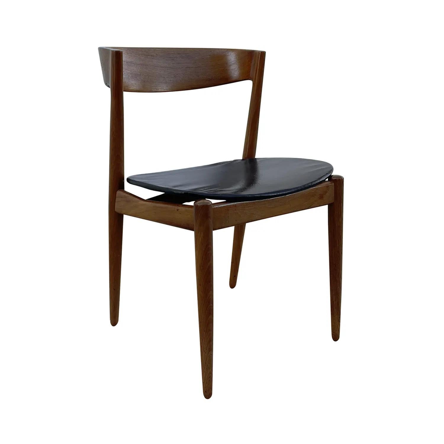 20th Century Danish Vintage Teak Side Chair - Scandinavian Faux Leather Chair In Good Condition For Sale In West Palm Beach, FL