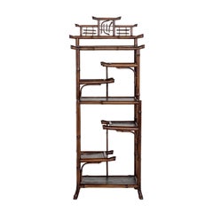 20th Century French Bamboo Book Shelving - Vintage Wall Rack, Unit