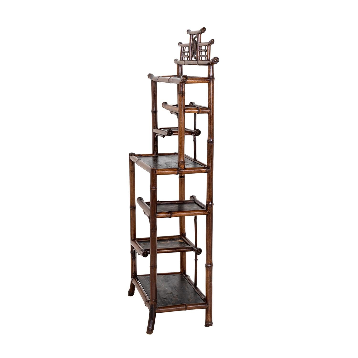 20th Century French Bamboo Book Shelving - Vintage Wall Rack, Unit In Good Condition For Sale In West Palm Beach, FL