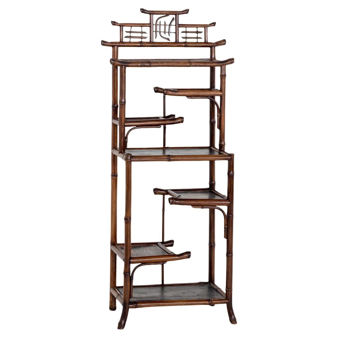 20th Century French Bamboo Book Shelving - Vintage Wall Rack, Unit