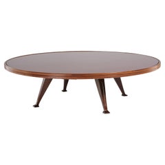Used 20th Century Dark-Brown Italian Large Rosewood Coffee Table, Walnut Sofa Table