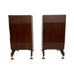 Vintage Mid-Century Modern Italian Walnut Nightstands, Circa 1940-1960