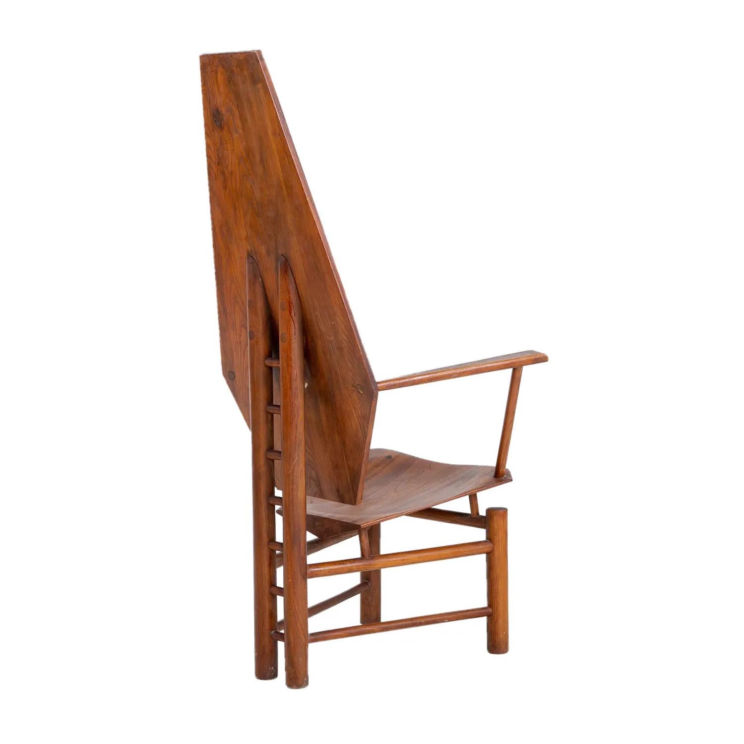 Mid-Century Modern 20th Century Italian Single Large Vintage Sculptural Walnut Center, Side Chair For Sale
