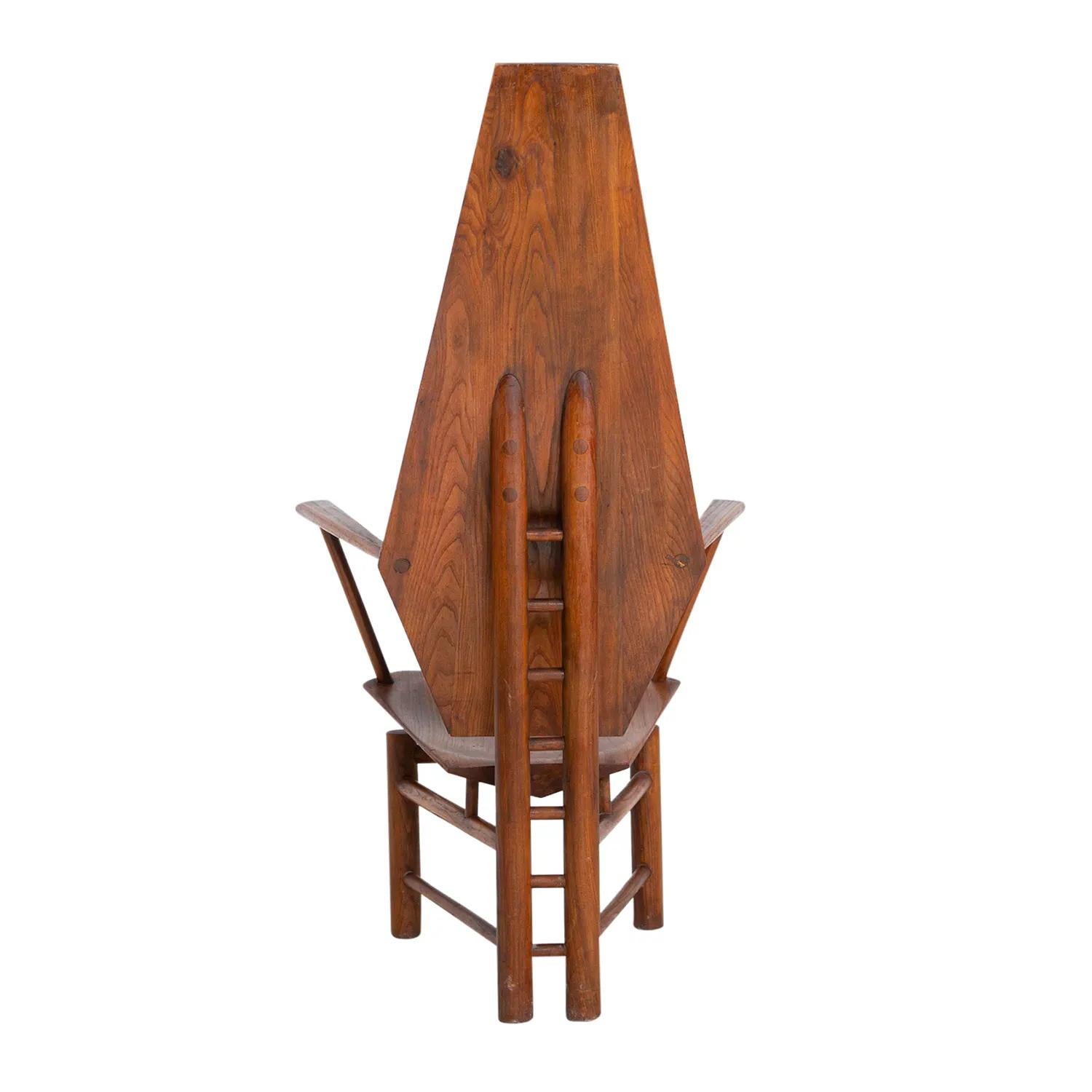 20th Century Italian Single Large Vintage Sculptural Walnut Center, Side Chair In Good Condition For Sale In West Palm Beach, FL