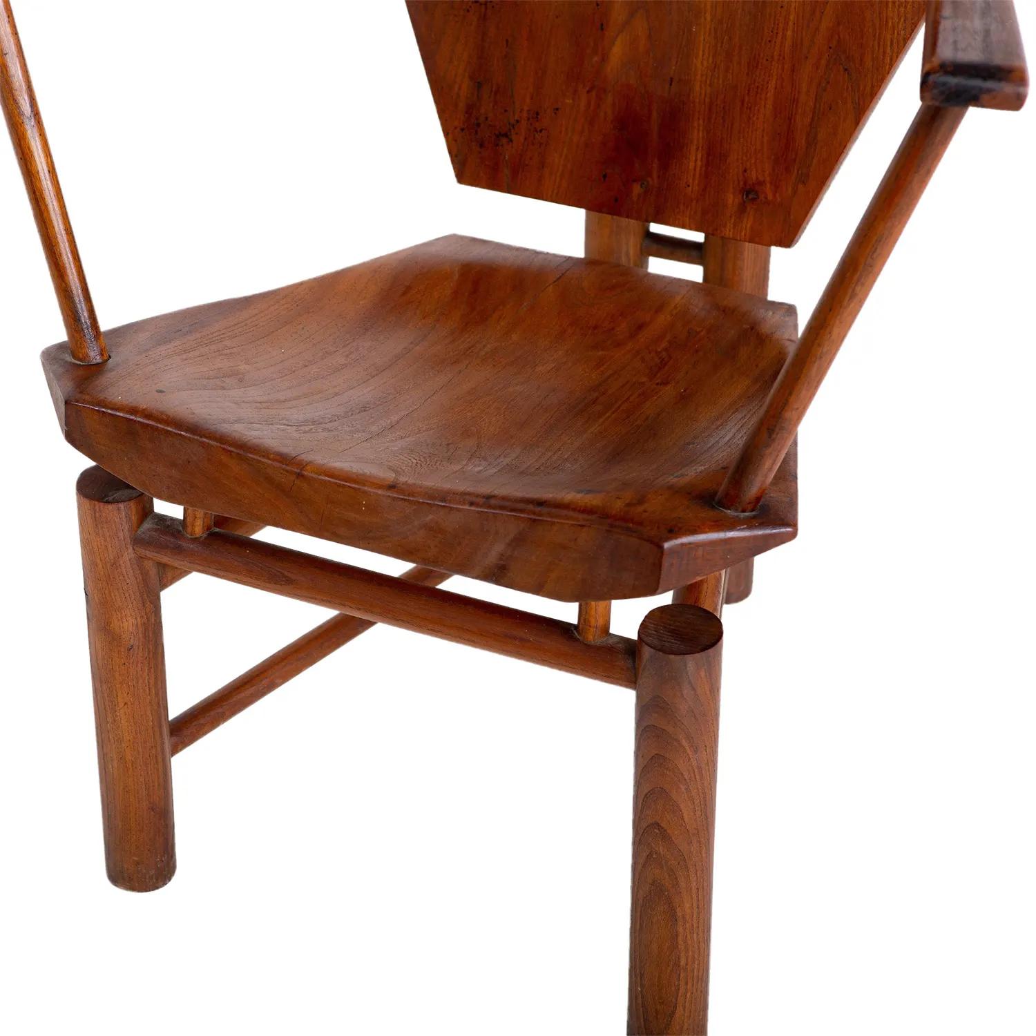 20th Century Italian Single Large Vintage Sculptural Walnut Center, Side Chair For Sale 2