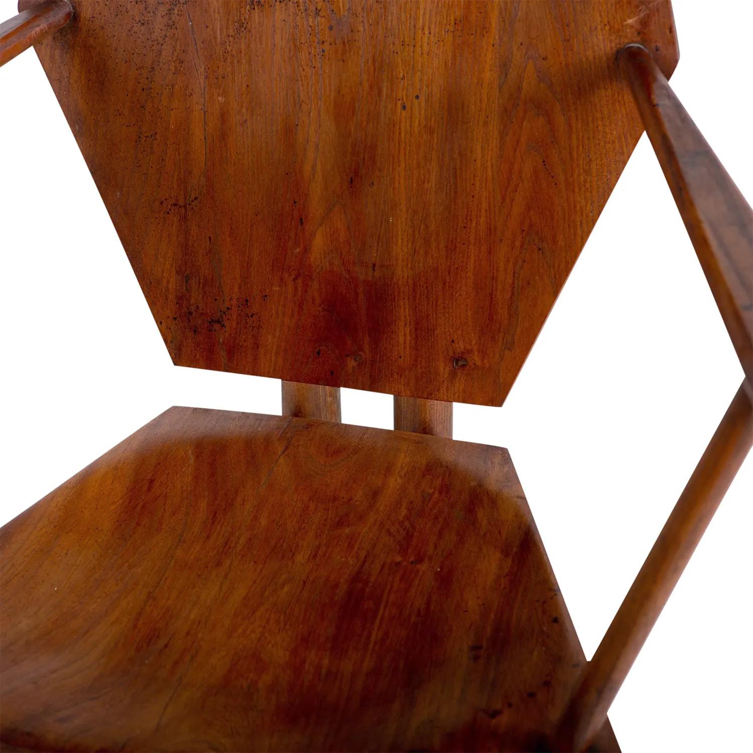 20th Century Italian Single Large Vintage Sculptural Walnut Center, Side Chair For Sale 3