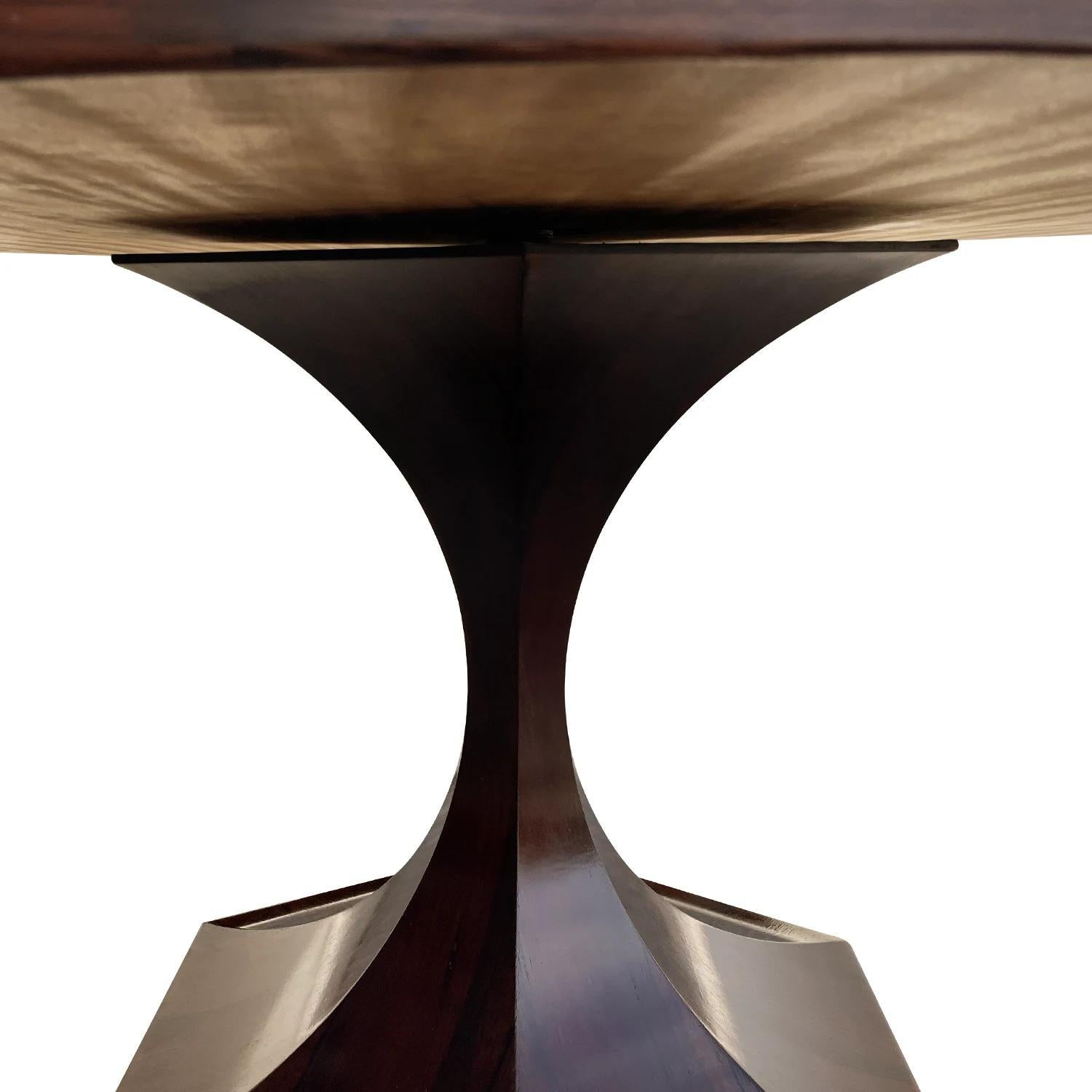20th Century Italian Modern Vintage Polished Rosewood Dining, Center Table For Sale 5