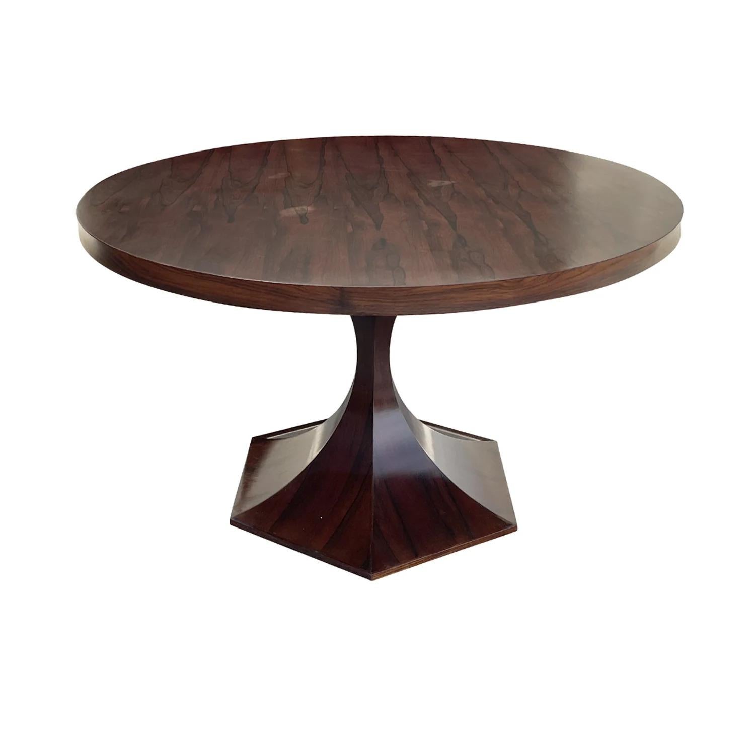 Mid-Century Modern 20th Century Italian Modern Vintage Polished Rosewood Dining, Center Table For Sale
