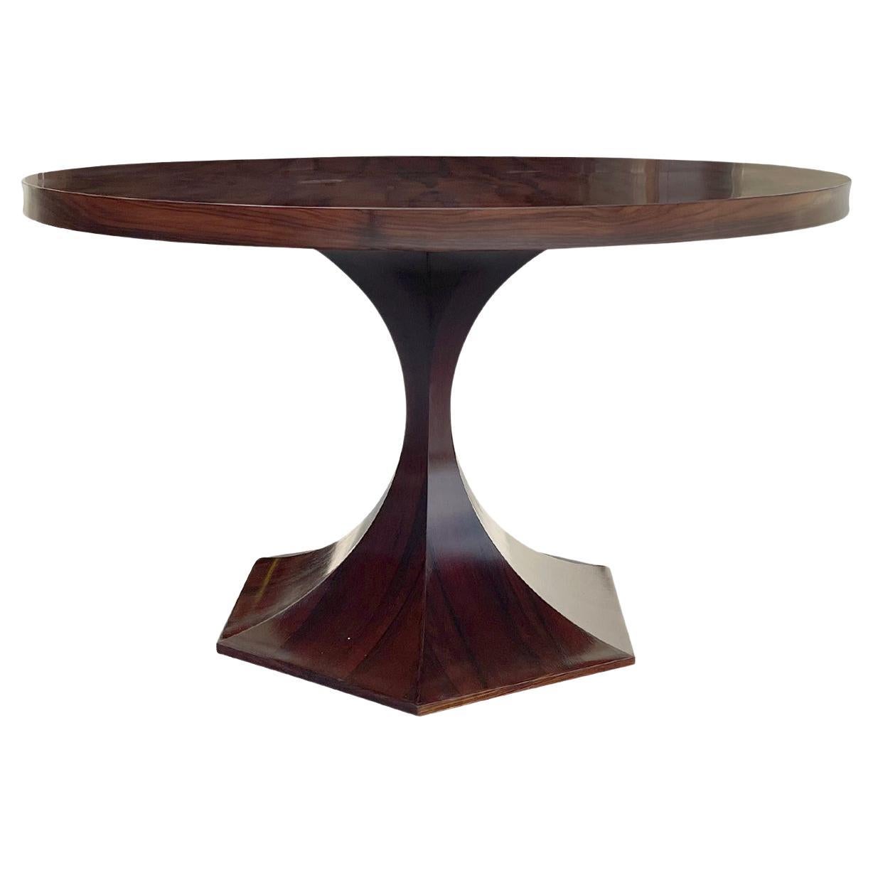20th Century Italian Modern Vintage Polished Rosewood Dining, Center Table For Sale