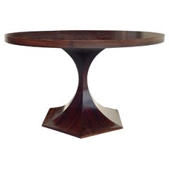 20th Century Dark-Brown Italian Vintage Polished Rosewood Dining, Center Table