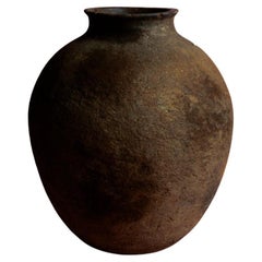 20th Century Turkish Decorative Vase in Dark Clay with Rustic Finish