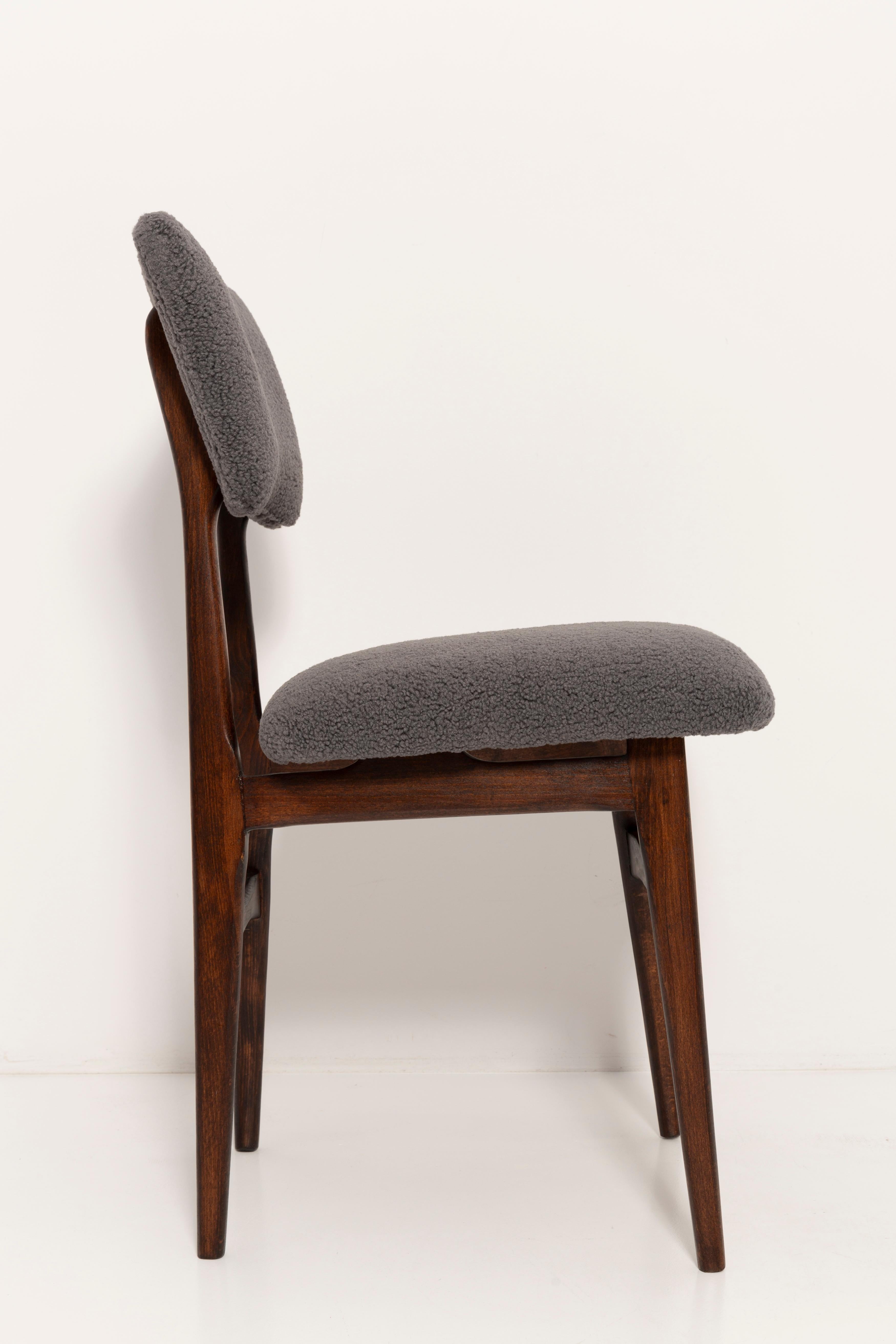 Polish 20th Century Dark Gray Boucle Chair, 1960s For Sale