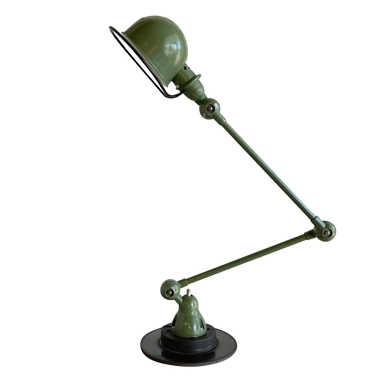 20th Century Dark-Green French Jielde Metal Desk Lamp by Jean Louis Domecq 1