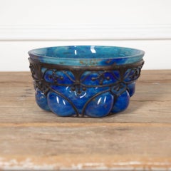 Blaue Glasschale von Daum aus dem 20.