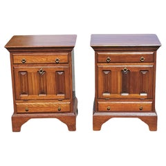 20th Century David Cabinet Cherry 2-Drawer a Abattant Door Bedside Cabinets Pair