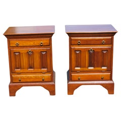 20th Century David Cabinet Cherry 2-Drawer a Abattant Door Bedside Cabinets Pair