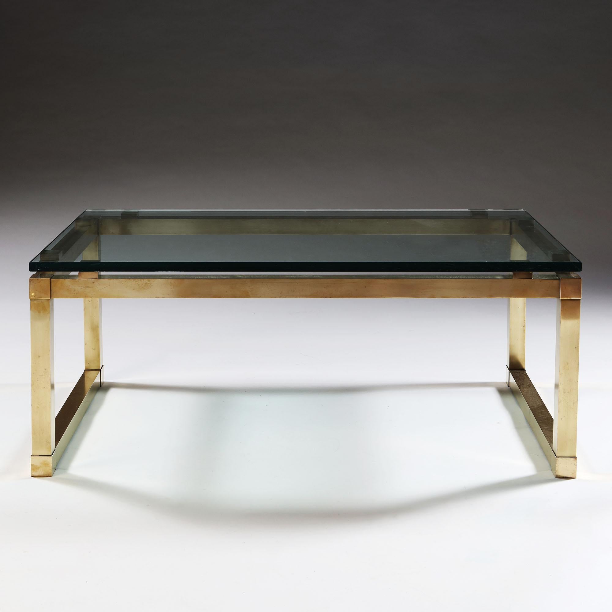 20th Century David Hicks Brass Metal Rectangular Coffee Table with Glass Top In Good Condition In London, GB