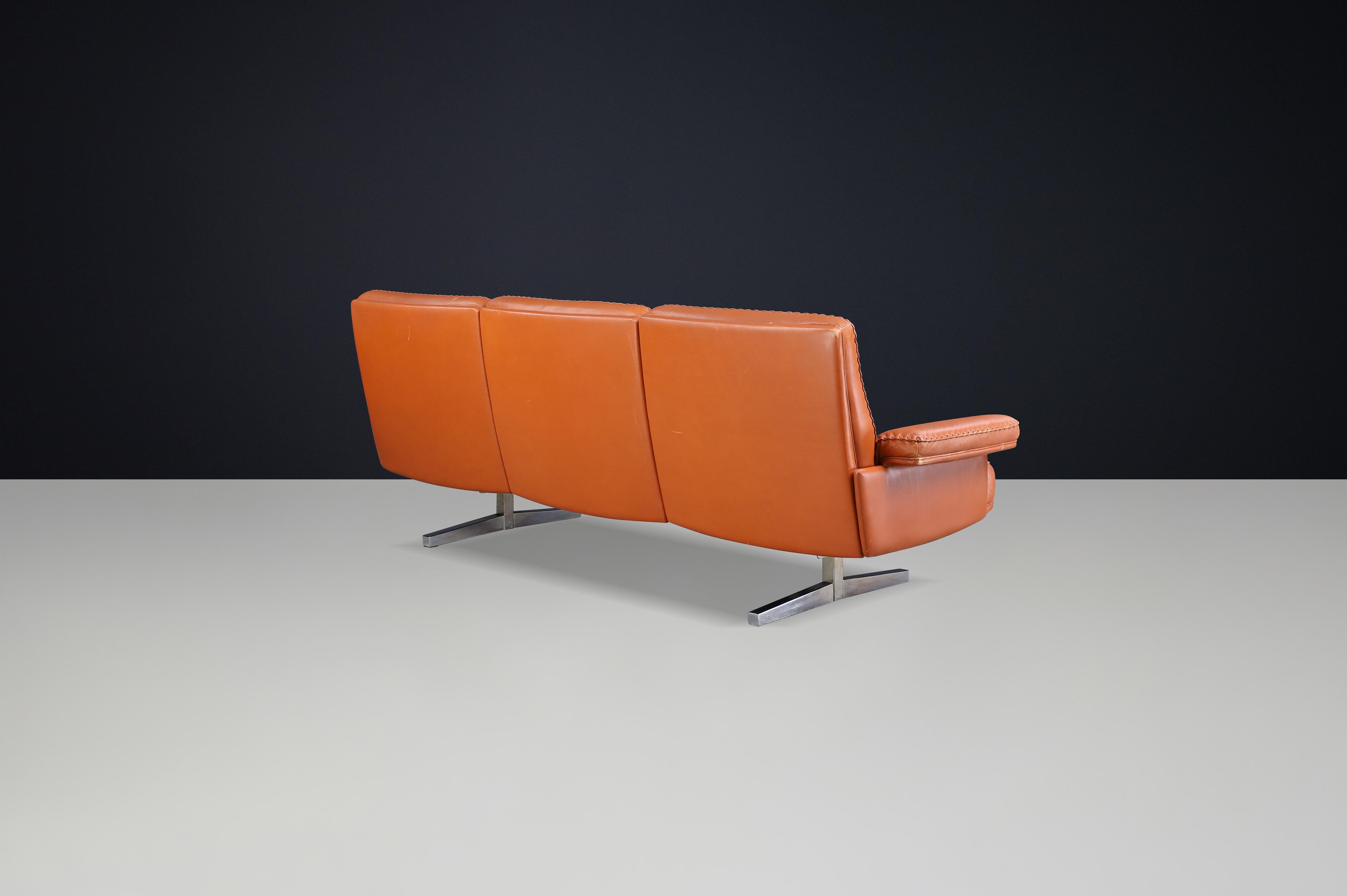 Divano a tre posti in pelle cognac De Sede DS-31 del 20° secolo, Svizzera, anni '70 in vendita 1