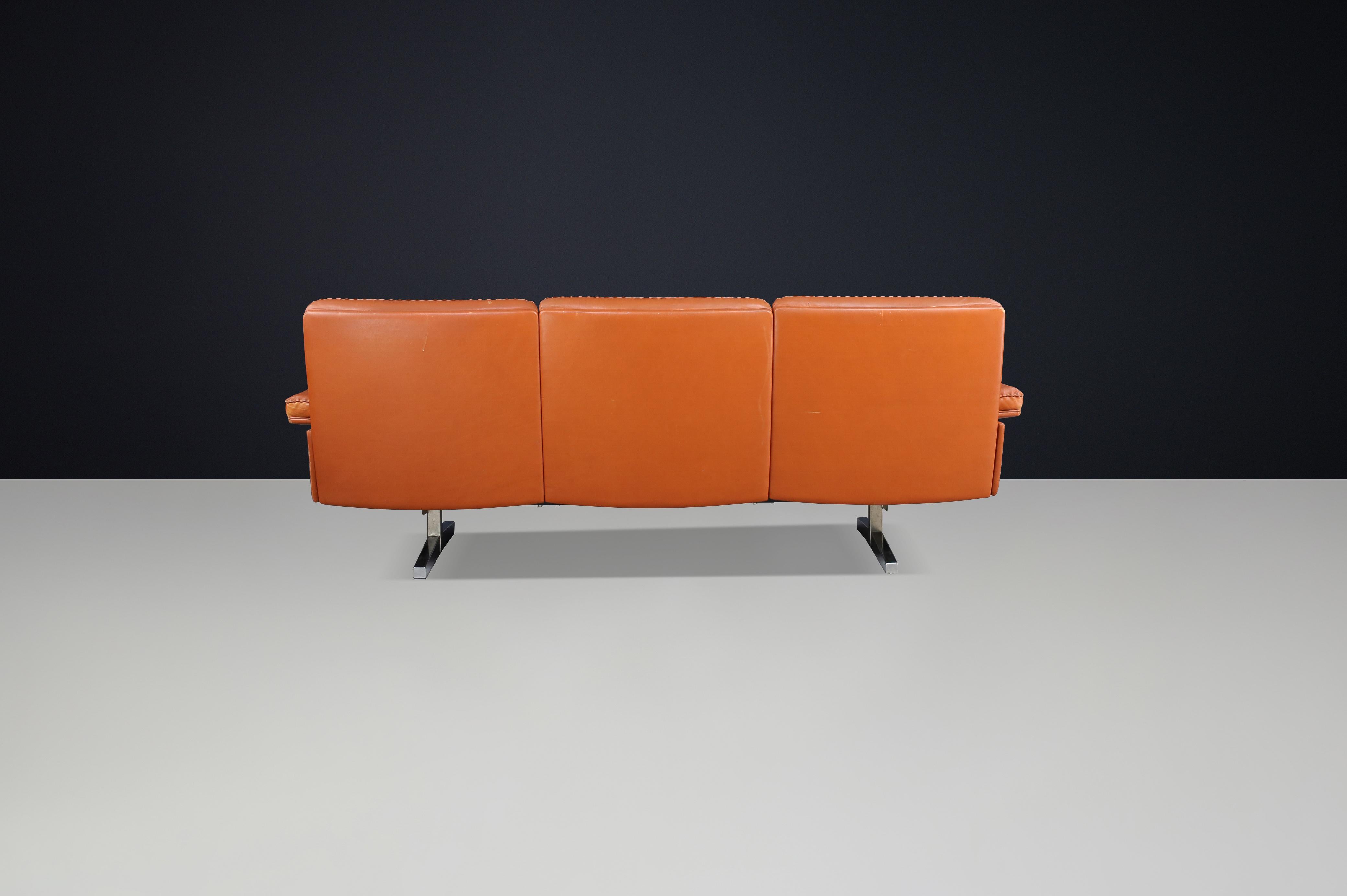 Divano a tre posti in pelle cognac De Sede DS-31 del 20° secolo, Svizzera, anni '70 in vendita 2