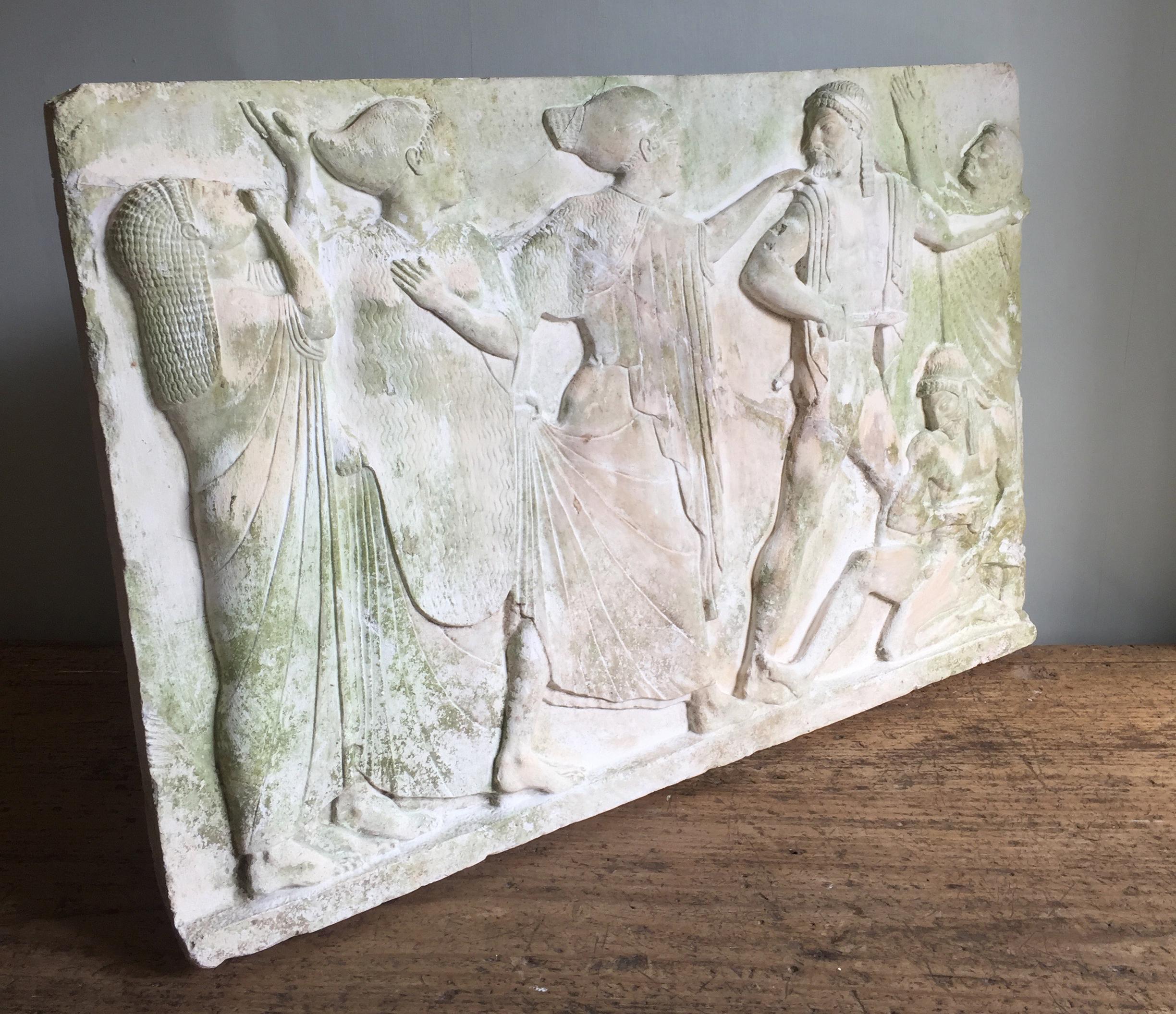 Classical Roman 20th Century 'Death of Aigistho' Relief in Plaster from Ny Carlsberg Glyptotek