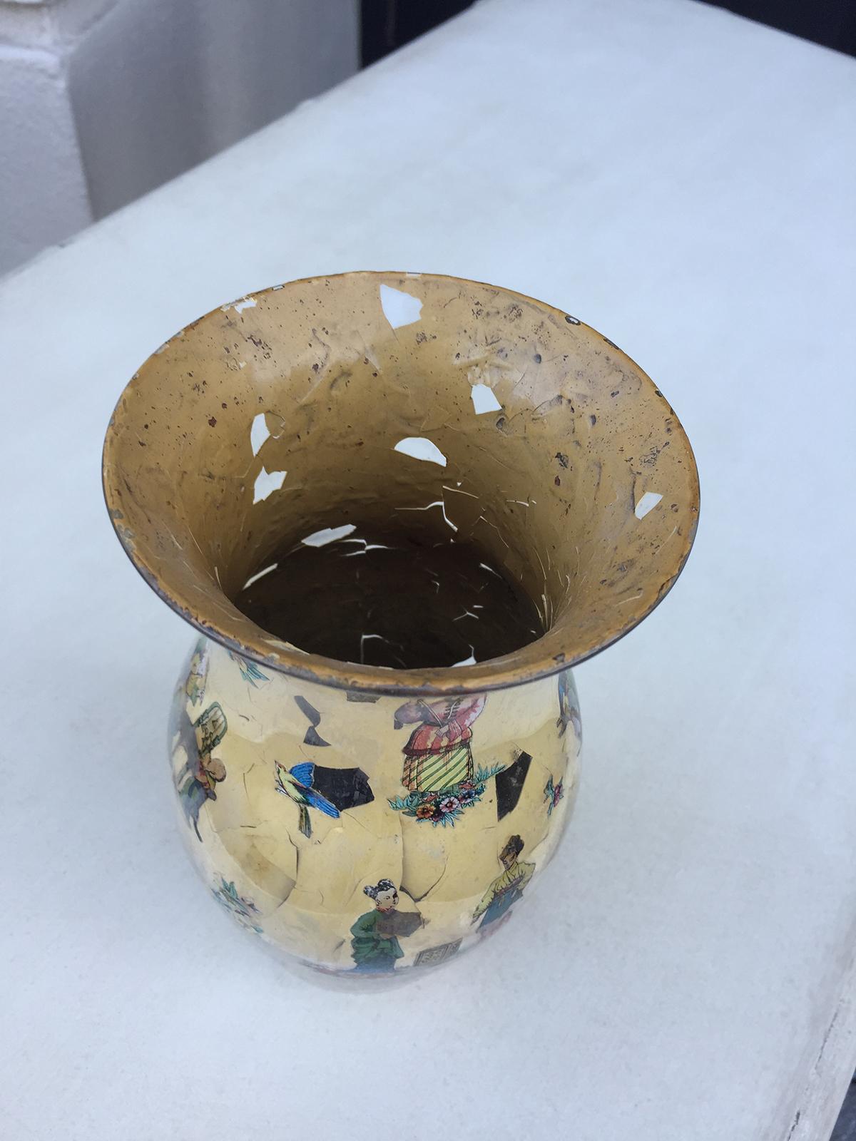 20th Century Decalcomania Glass Vase 3