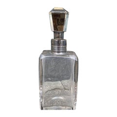 20th Century Deco Crystal Decanter with Sterling Top, Marked Mauser Mfg Co