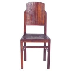 20th Century Deco-Style Chair with Embossed Leather Seat