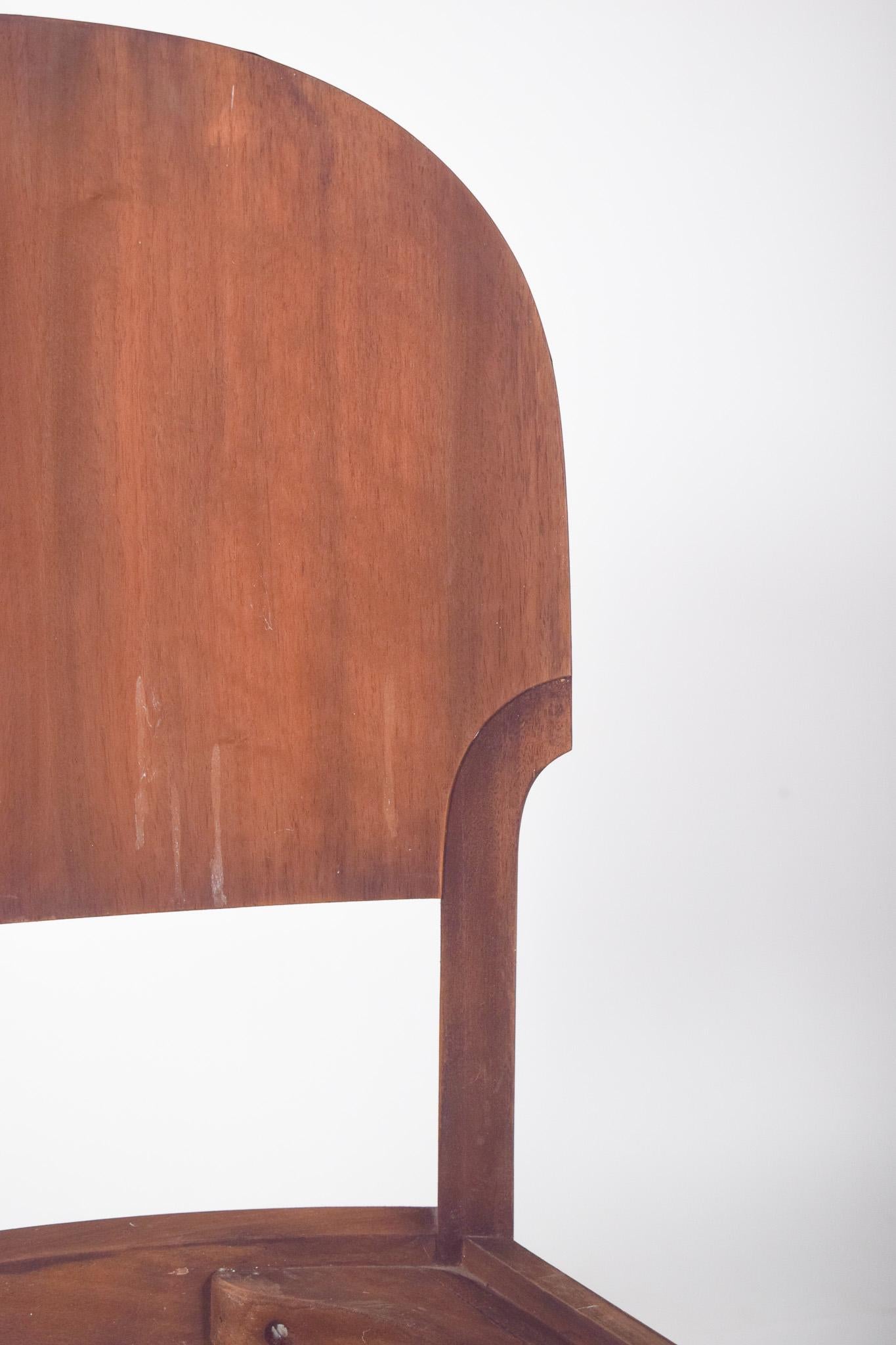 Portuguese 20th Century Deco-Style Round-Back Dining Chair For Sale