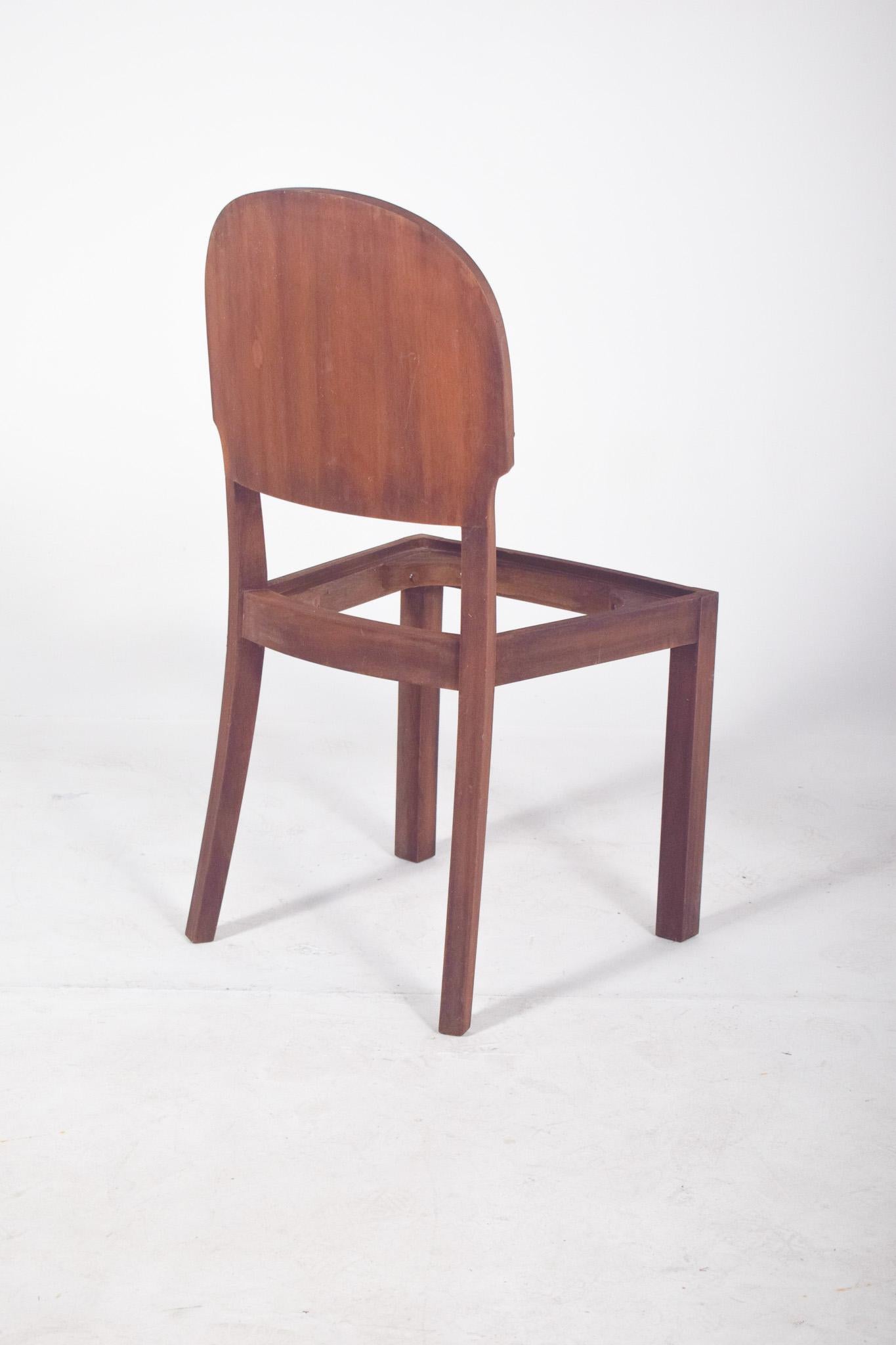 Wood 20th Century Deco-Style Round-Back Dining Chair For Sale