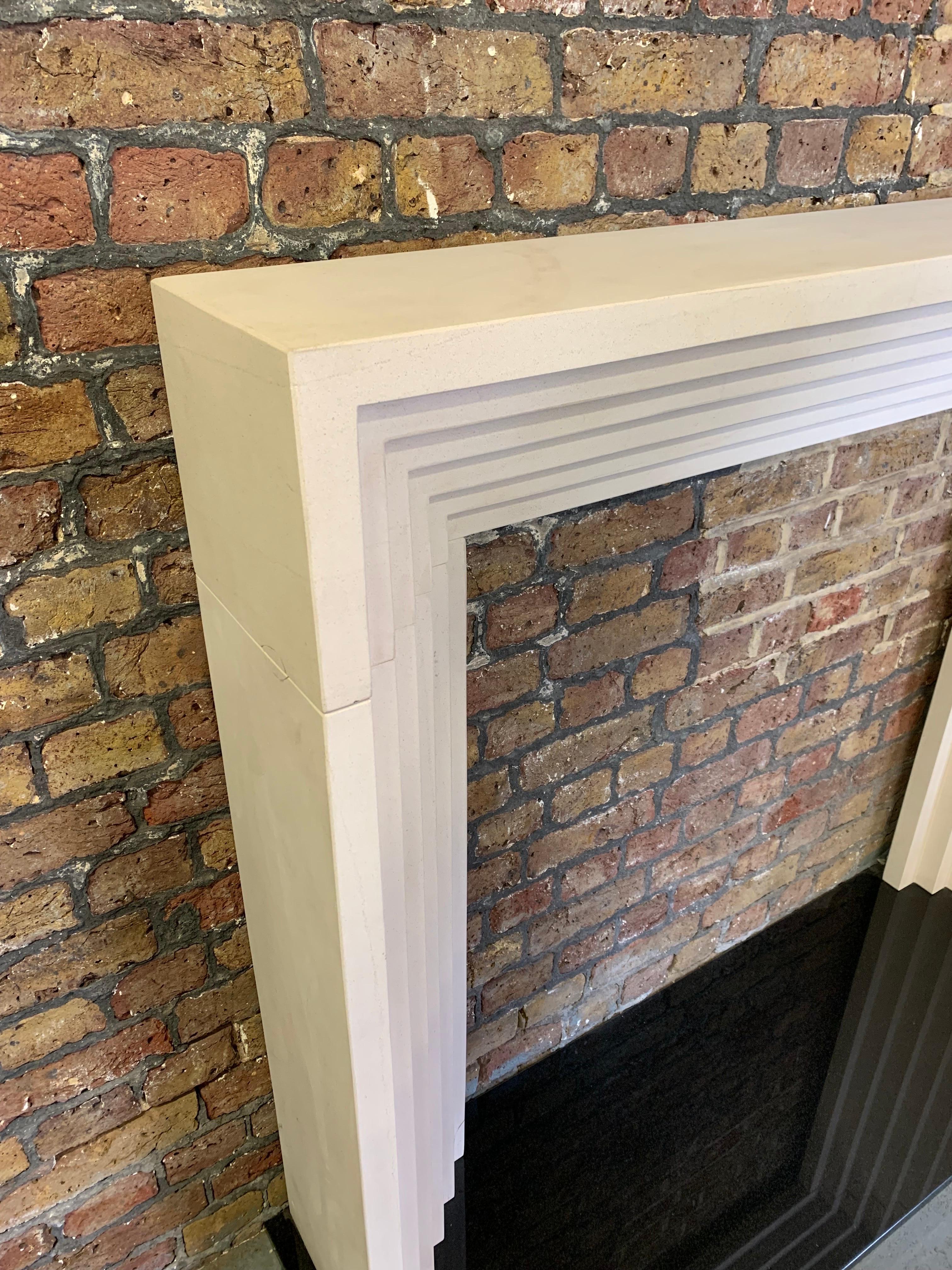 Art Deco 20th Century Deco Style Stone Fireplace Mantlepiece