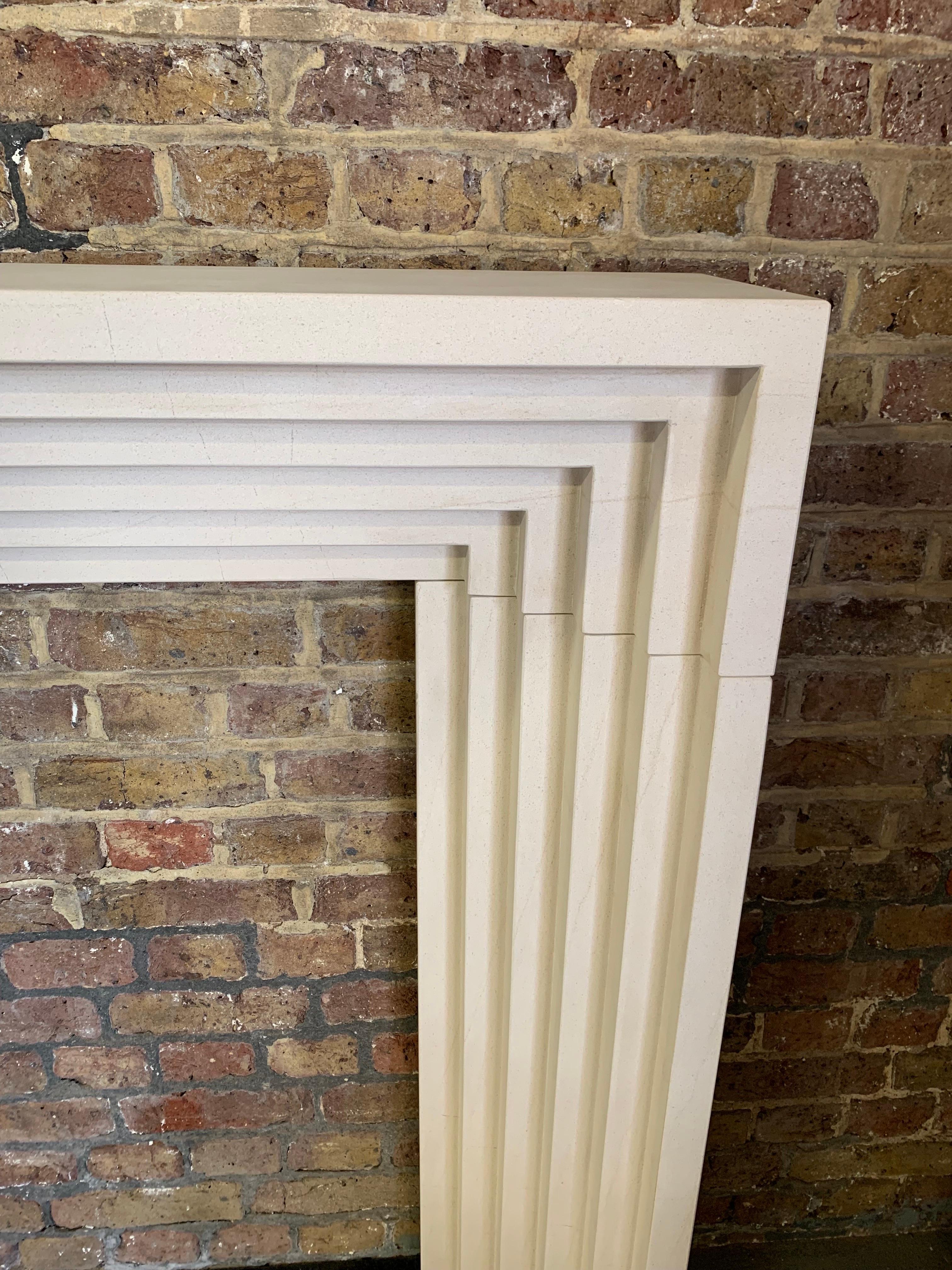 English 20th Century Deco Style Stone Fireplace Mantlepiece