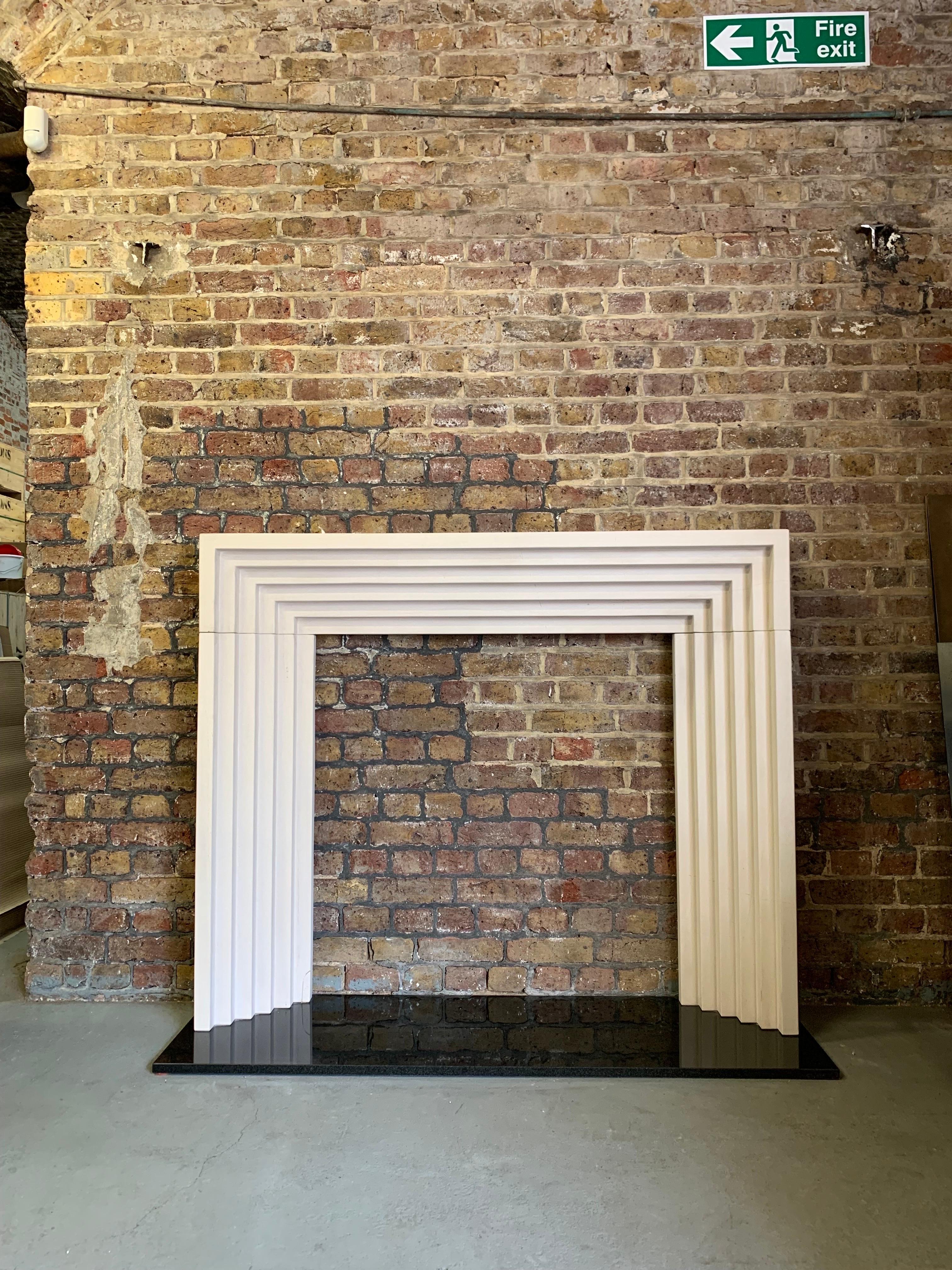 Contemporary 20th Century Deco Style Stone Fireplace Mantlepiece