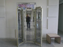 20th Century Decorative Three-Panel Framed and Mirrored Screen