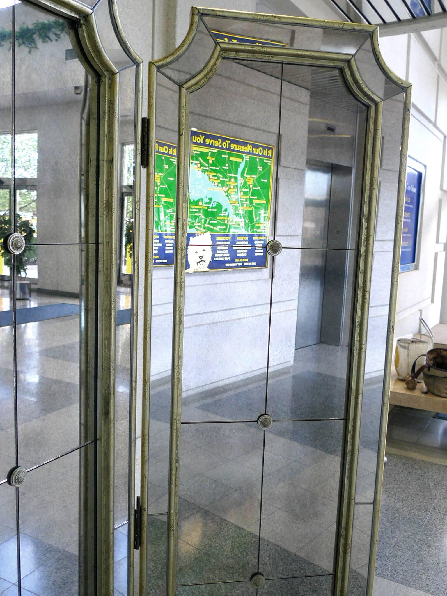 20th Century Decorative Three-Panel Framed and Mirrored Screen In Good Condition In New York, NY