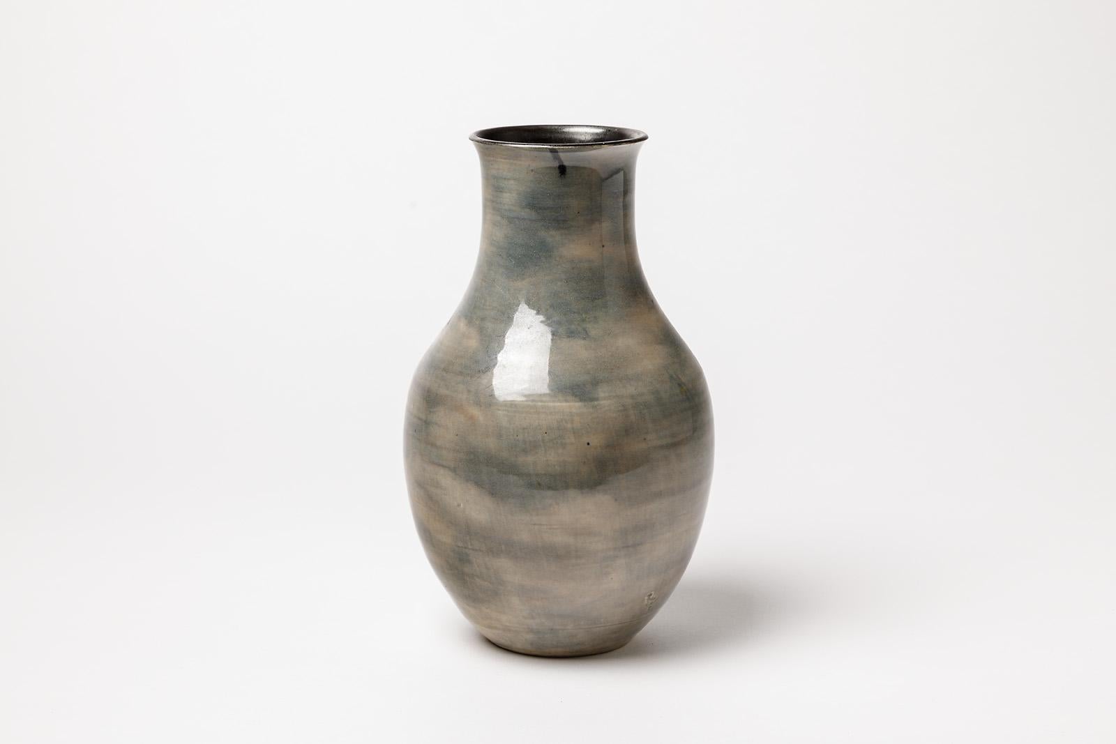 Mid-Century Modern Art décoratif du 20e siècle élégant vase en céramique grise de Beck 1960