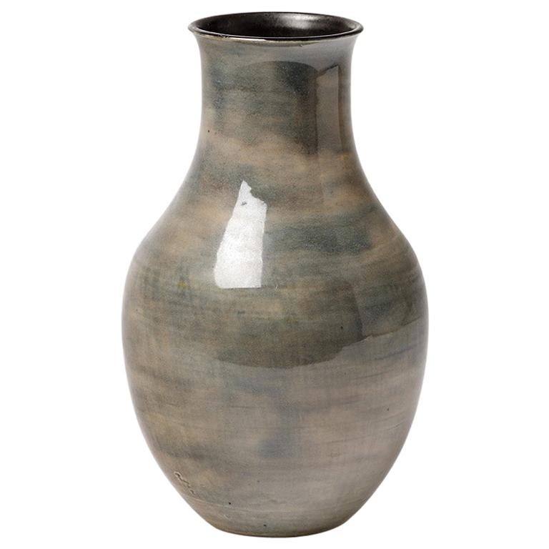20th Century Decorative Art Elegant Grey Porcelain Ceramic Vase by Beck  1960 For Sale at 1stDibs