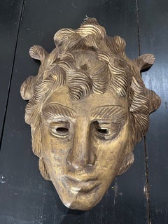20th Century Decorative Carved Wooden Theatrical Mask