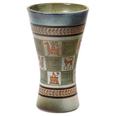 Vase décoratif du 20e siècle en céramique colorée de René Maurel Vallauris 1964 1/2