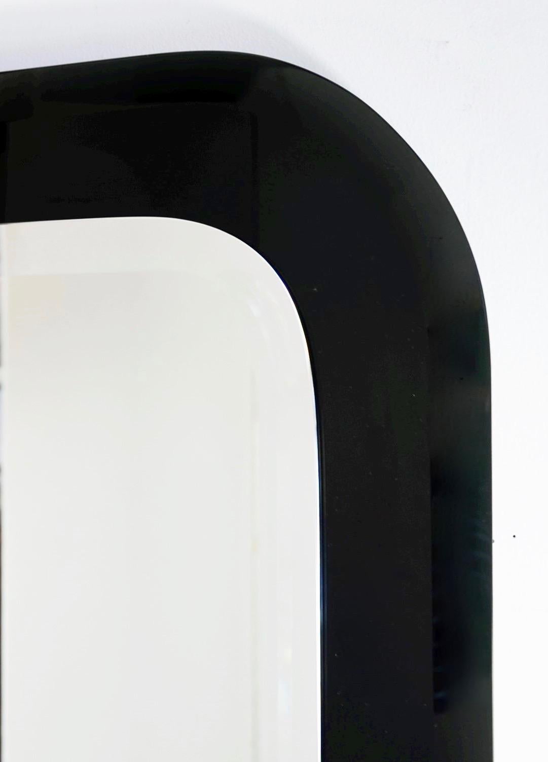 20th Century Decorative Contemporary Rectangle Beveled Edge Black Glass Mirror 2