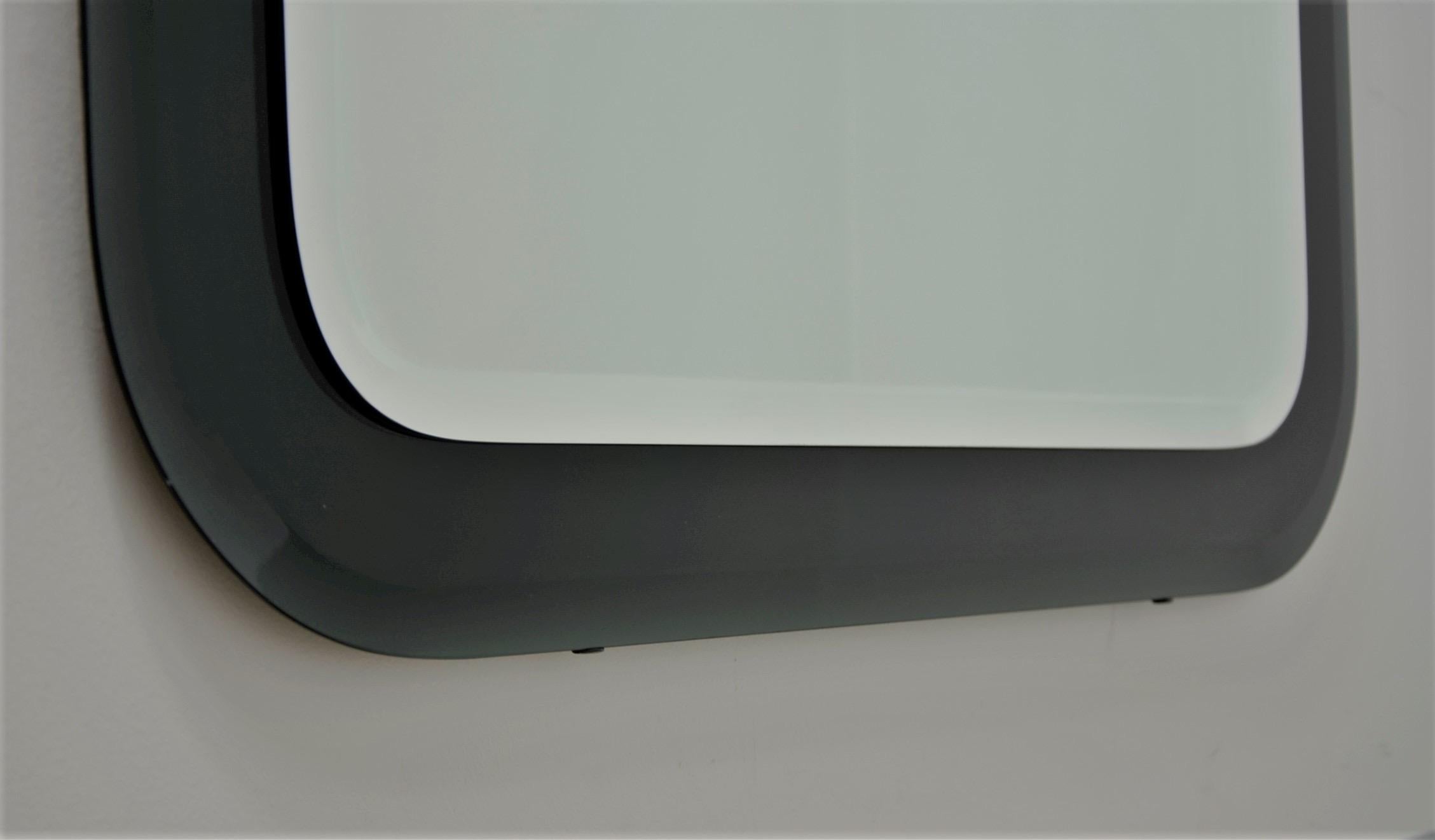 20th Century Decorative Contemporary Rectangle Beveled Edge Black Glass Mirror 7