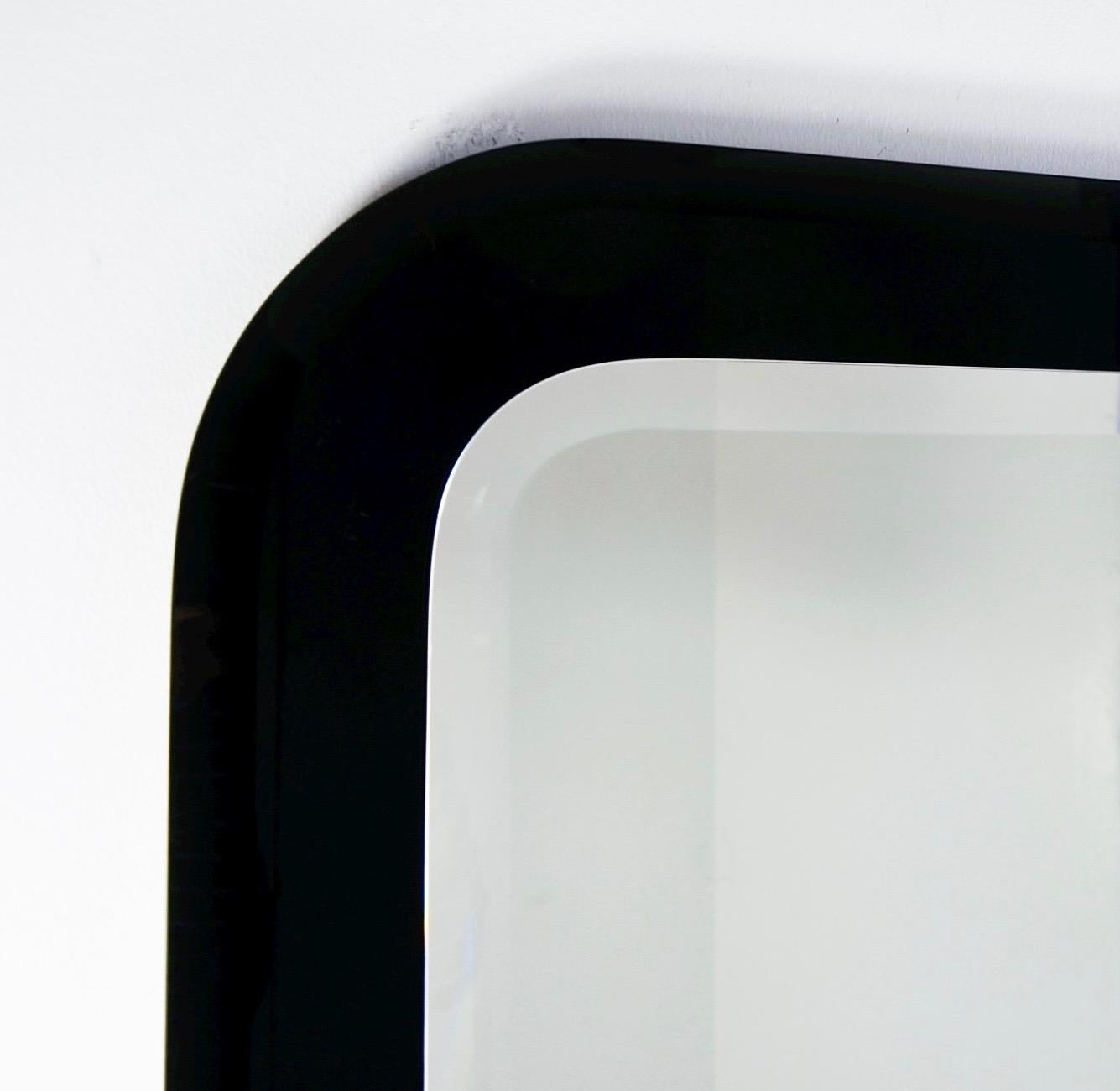 Late 20th Century 20th Century Decorative Contemporary Rectangle Beveled Edge Black Glass Mirror